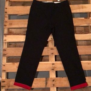 NWT black loft Marisa with red folded ankle hem